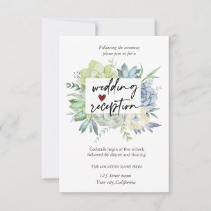 Watercolor Cactus,Succulents Dots Reception  Invitation
