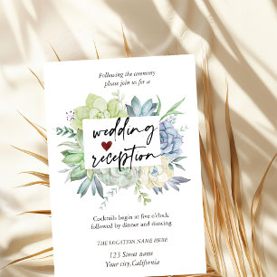 Watercolor Cactus,Succulents Dots Reception  Invitation