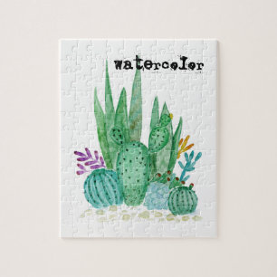 Watercolor , cactus , succulents jigsaw puzzle
