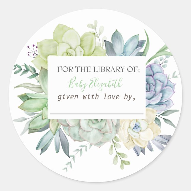 Watercolor Cactus Succulents Pregnancy  Classic Round Sticker (Front)