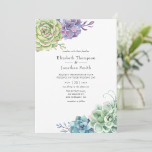 Watercolor Cactus Succulents Wedding Invitation