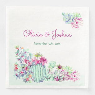 Watercolor Cactus & Succulents Wedding Napkins