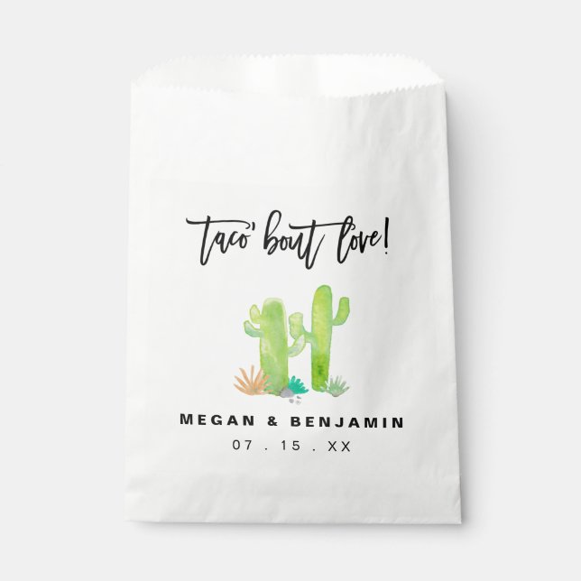 Watercolor Cactus Taco Bout Love Wedding Favour Bag (Front)