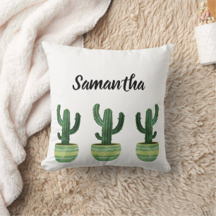 Watercolor Cactus  Throw Pillow