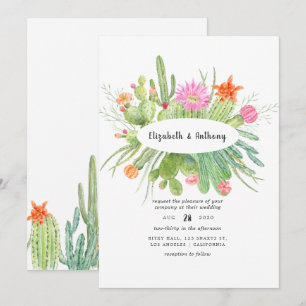 Watercolor Cactus Wedding Invitation