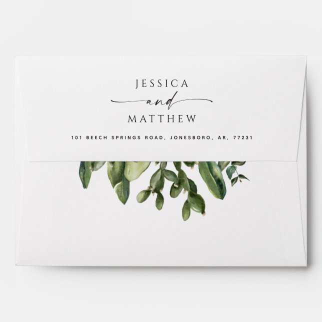 Watercolor Cactus Wedding. Modern Botanical Script Envelope (Back (Top Flap))