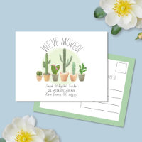 Watercolor Cactus We've Moved Moving Announcement