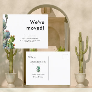 Watercolor Cactus We've Moved Postcard