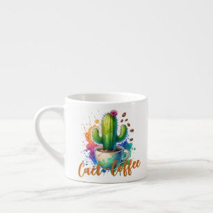 Watercolor Cactus who loves coffee Espresso Cup