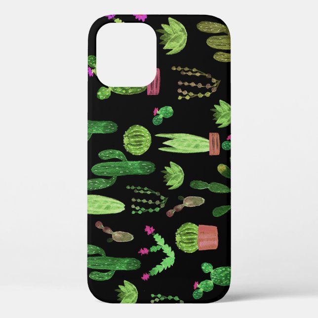 Watercolor Cactuses Plant Seamless Background Case-Mate iPhone Case (Back)