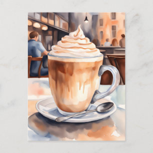 Watercolor, Caffe Latte, Postcrossing Postcard