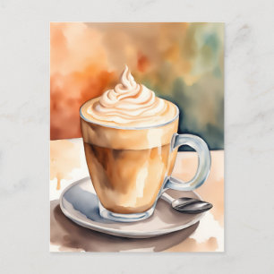Watercolor, Caffe Latte, Postcrossing Postcard