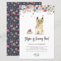 Watercolor Cairn Terrier Dog Birthday Invitation