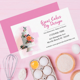 Watercolor Cake Baker Designer Business Cards