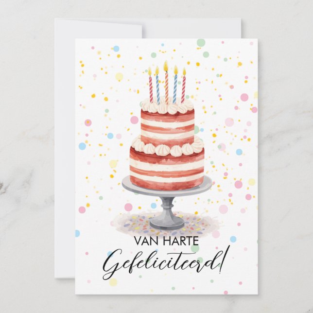 Watercolor Cake Birthday Card (Front)