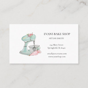 Watercolor Cake mixer bakery business card