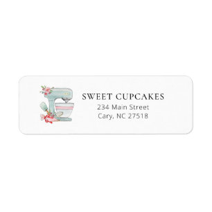 Watercolor Cake Mixer bakery return address Label