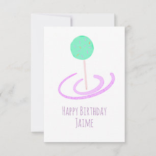 Watercolor Cake Pops Sprinkles Colourful Birthday Card