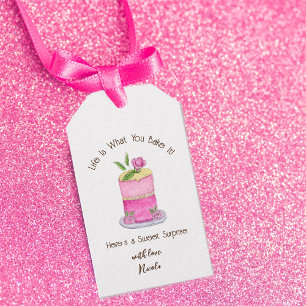 Watercolor Cake With Rose Life Is What You Make It Gift Tags