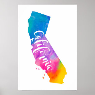 Watercolor California Poster