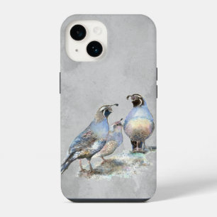 Watercolor California Quail Wildlife Bird Nature  iPhone 14 Case