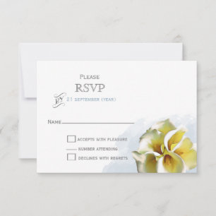 watercolor calla lilies Floral wedding RSVP Card