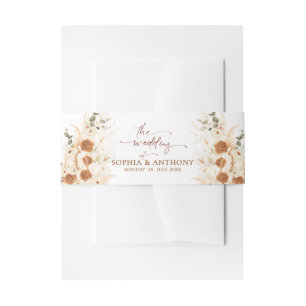 Watercolor Calla Lily & Rose Wedding Invitation Belly Band
