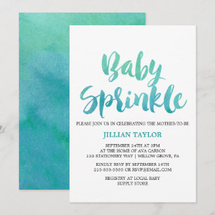 Watercolor Calligraphy Baby Sprinkle Invitation