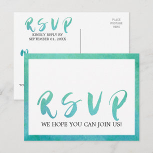 Watercolor Calligraphy Beach Song Request RSVP Invitation Postcard