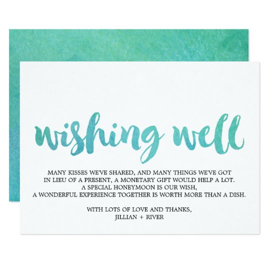 Watercolor Calligraphy Beach Wedding Wishing Well Card