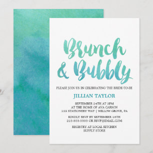 Watercolor Calligraphy Destination Brunch & Bubbly Invitation