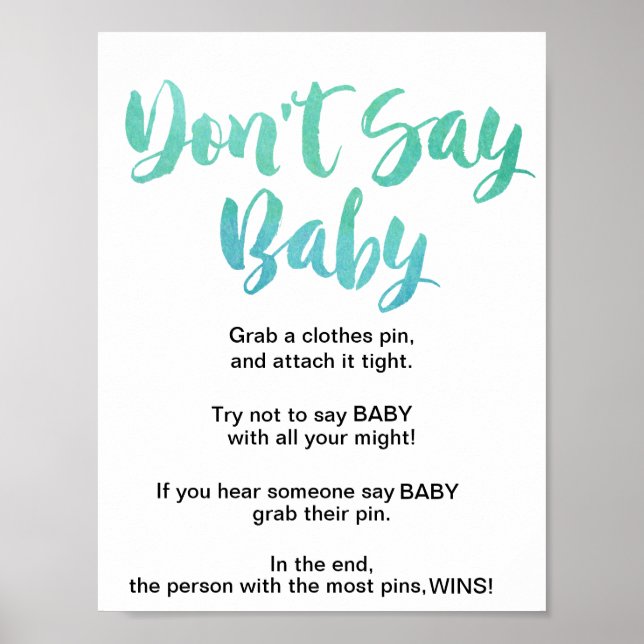Watercolor Calligraphy Don't Say Baby Sign (Front)