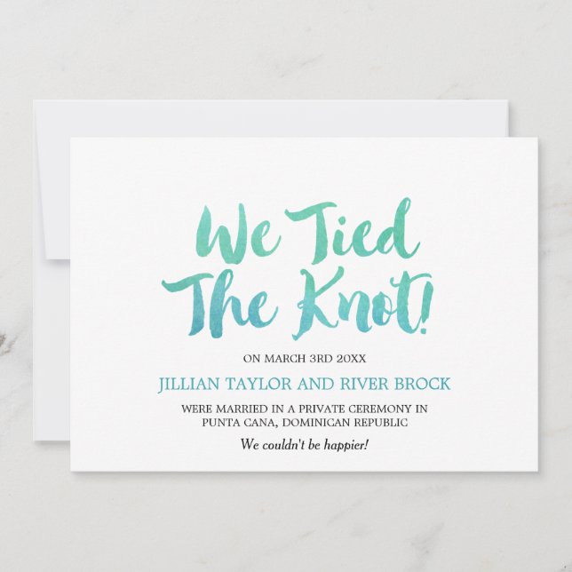 Watercolor Calligraphy Elopement Announcement (Front)