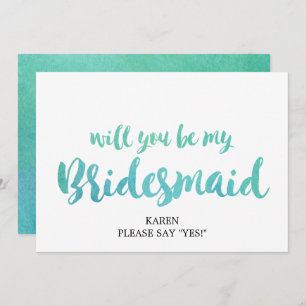 Watercolor Calligraphy Will You Be My Bridesmaid Invitation