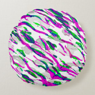 Watercolor Camouflage Design. Abstract Safari Tile Round Pillow