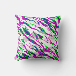 Watercolor Camouflage Design. Abstract Safari Tile Throw Pillow
