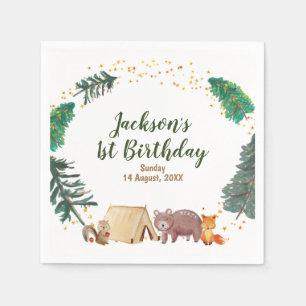 Watercolor camper 1st birthday Paper Napkins
