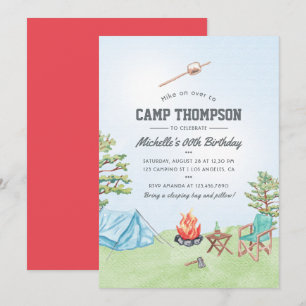 Watercolor Camping Anniversaire Fête Invitation