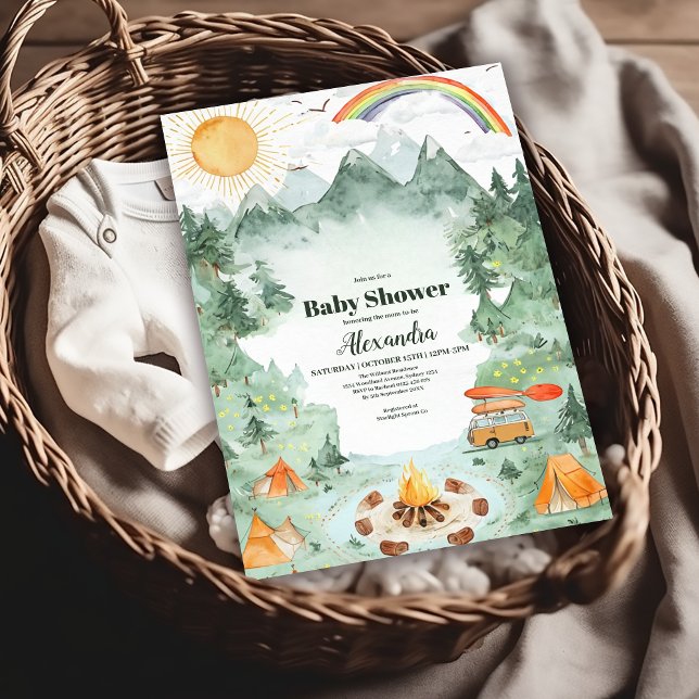 Watercolor Camping Baby Shower Invitation (Creator Uploaded)