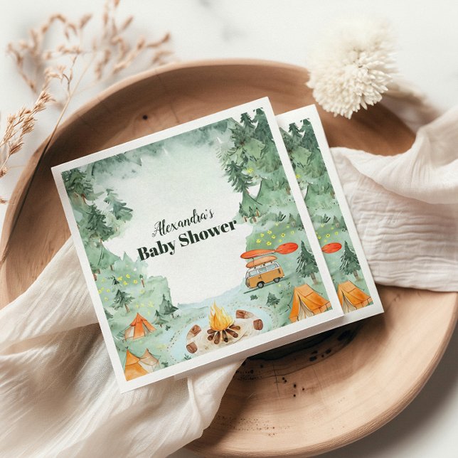 Watercolor Camping Baby Shower Napkin (Creator Uploaded)
