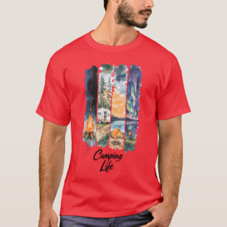 Watercolor Camping Nature Scene family T-Shirt