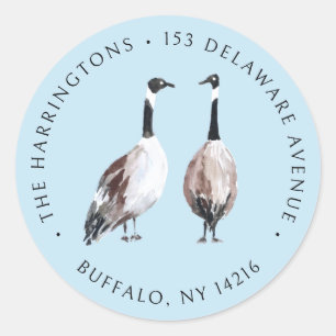 Watercolor Canada Goose Hand-Drawn Return Address  Classic Round Sticker