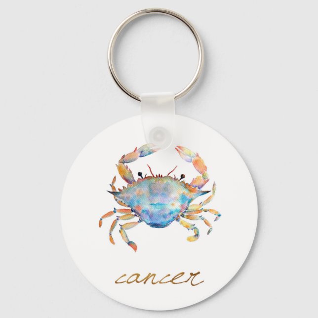 Watercolor Cancer Crab Keychain (Front)