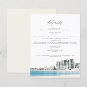 Watercolor Cancun Beach Wedding Details Card