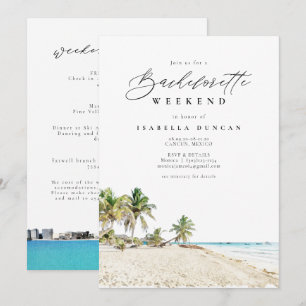 Watercolor Cancun Mexico Bachelorette Itinerary Invitation