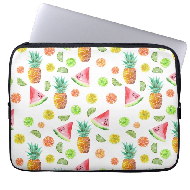 Watercolor Candied Fruit Pattern Laptop Sleeve (Front)
