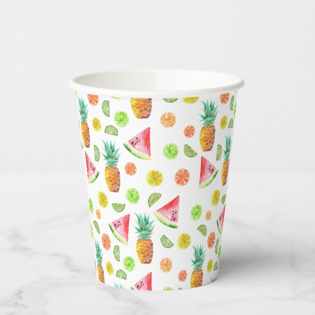 Watercolor Candied Fruit Pattern Paper Cups (Left)