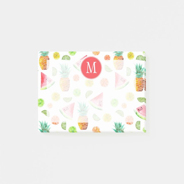 Watercolor Candied Fruit Pattern Post-it Notes (Front)