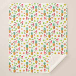 Watercolor Candied Fruit Pattern Sherpa Blanket