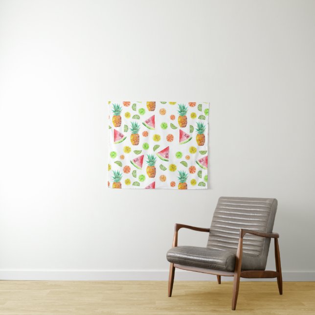 Watercolor Candied Fruit Pattern Tapestry (In Situ (Horizontal))